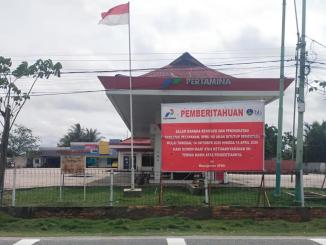 SPBU PT BLJ Bengkalis tampak lengang menjelang penutupan operasional untuk renovasi selama enam bulan.