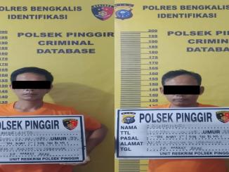 Dua tersangka pengedar sabu diamankan Polsek Pinggir Bengkalis dengan barang bukti.