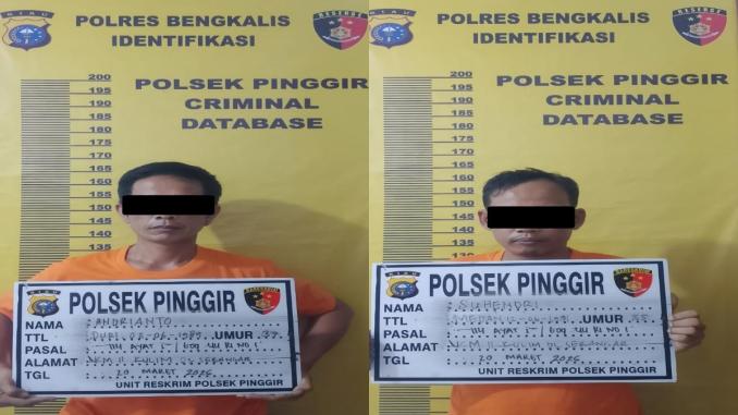 Dua tersangka pengedar sabu diamankan Polsek Pinggir Bengkalis dengan barang bukti.