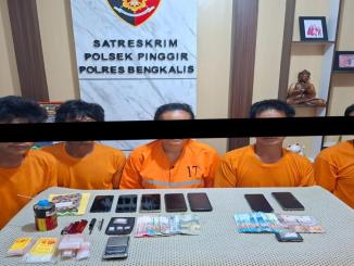 Lima tersangka kasus sabu diamankan di Polsek Pinggir Bengkalis