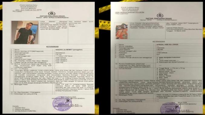 Poster DPO dua tersangka narkotika Polres Bengkalis