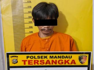 Tersangka penipuan modus janji kerja diamankan Polsek Mandau, Bengkalis.