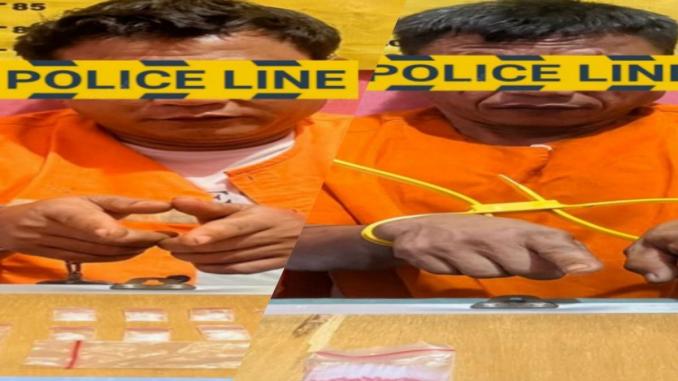 Dua tersangka pengedar sabu Bathin Solapan berinisial S.T dan S.S saat diamankan di Mapolres Bengkalis.