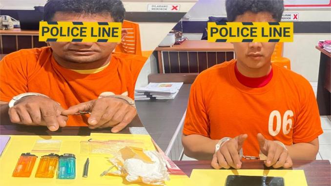 Polsek Bukit Batu mengamankan dua tersangka pengedar sabu dalam pengungkapan kasus narkotika lintas wilayah Dumai-Bengkalis di Riau.