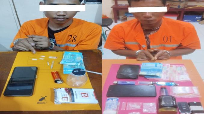 Polisi menunjukkan barang bukti sabu hasil pengungkapan jaringan narkotika di Bengkalis dan Siak.