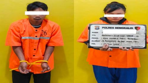 Polisi mengamankan pria dan wanita yang diduga mencuri Yamaha NMAX di Bengkalis.