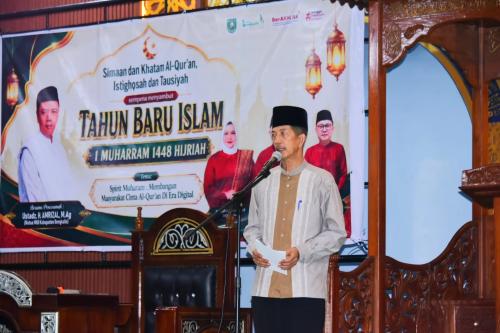 Staf Ahli Bupati Bengkalis Johansyah Safri menghadiri Tabligh Akbar Tahun Baru Islam 1448 Hijriah di Masjid Agung Istiqomah Bengkalis.