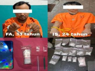Dua pria yang diamankan dalam pengungkapan dua kasus dugaan peredaran sabu di Bengkalis.